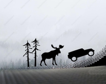 Moose Decals Car Easter Egg Decals | Off Road Vehicle Decal | Pine trees winter Decal | Front Windshield Easter Egg Sticker
