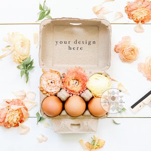 Egg Carton Mockup | Egg Stamp Mockup | Stamp Placement Mockup | Simplistic Farmhouse Scene | JPEG Styled Stock Photos