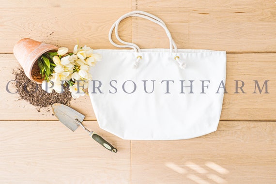 Tote Bag Mockup Spring and Garden Theme Blank Tote Bag With Rope