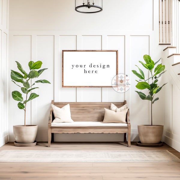 24x36 Blank Wood Sign JPEG Mockup | Simple Entryway Scene | JPEG Product Photography