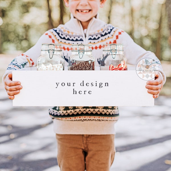 Hot Chocolate Bar Theme | Blank Wooden Crate Mockup | Hot Chocolate Bar Wooden Crate Mockup | White Wooden Crate | JPEG