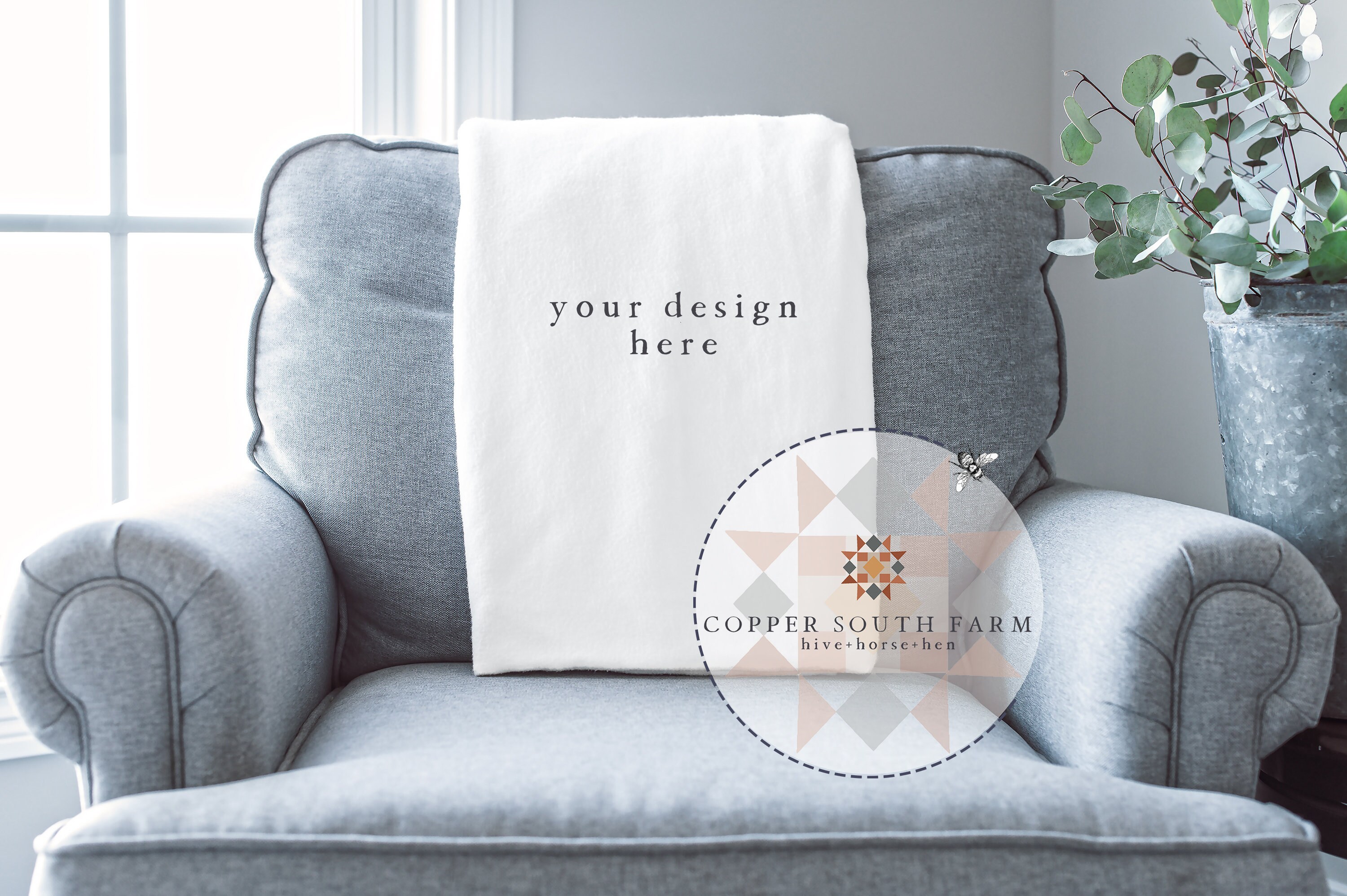 Download Blanket on Chair Scene White Blanket Mockup Simple Bedroom ...