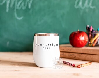 Leraar Wijnglas Mockup | Tumbler Mockup | Terug naar School Thema |  Bestand