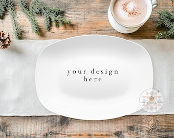 White Platter Mockup | Simple Holiday Scene | JPEG & PSD File