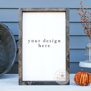 Rustikale Herbst Dekor Mockup | 12 x 18 Bauernhaus Rahmen Mockup | Äpfel und Kürbisse Thema | Jpeg