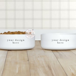 Two White Dog Bowls Mockup | Dog Bowl Mockup | JPEG Product Photography