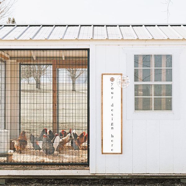 12x48 Blank Farmhouse Wood Frame Mockup | Chicken Theme | Wood Sign Mockup |  JPEG Image Mockup