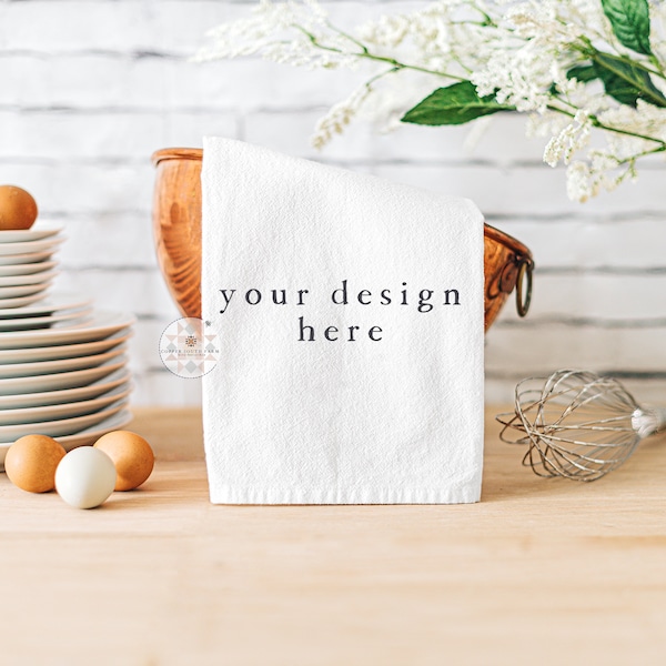 Towel Mockup | Farmhouse Kitchen Theme | Tea Towel Mockup | JPEG Product Photography