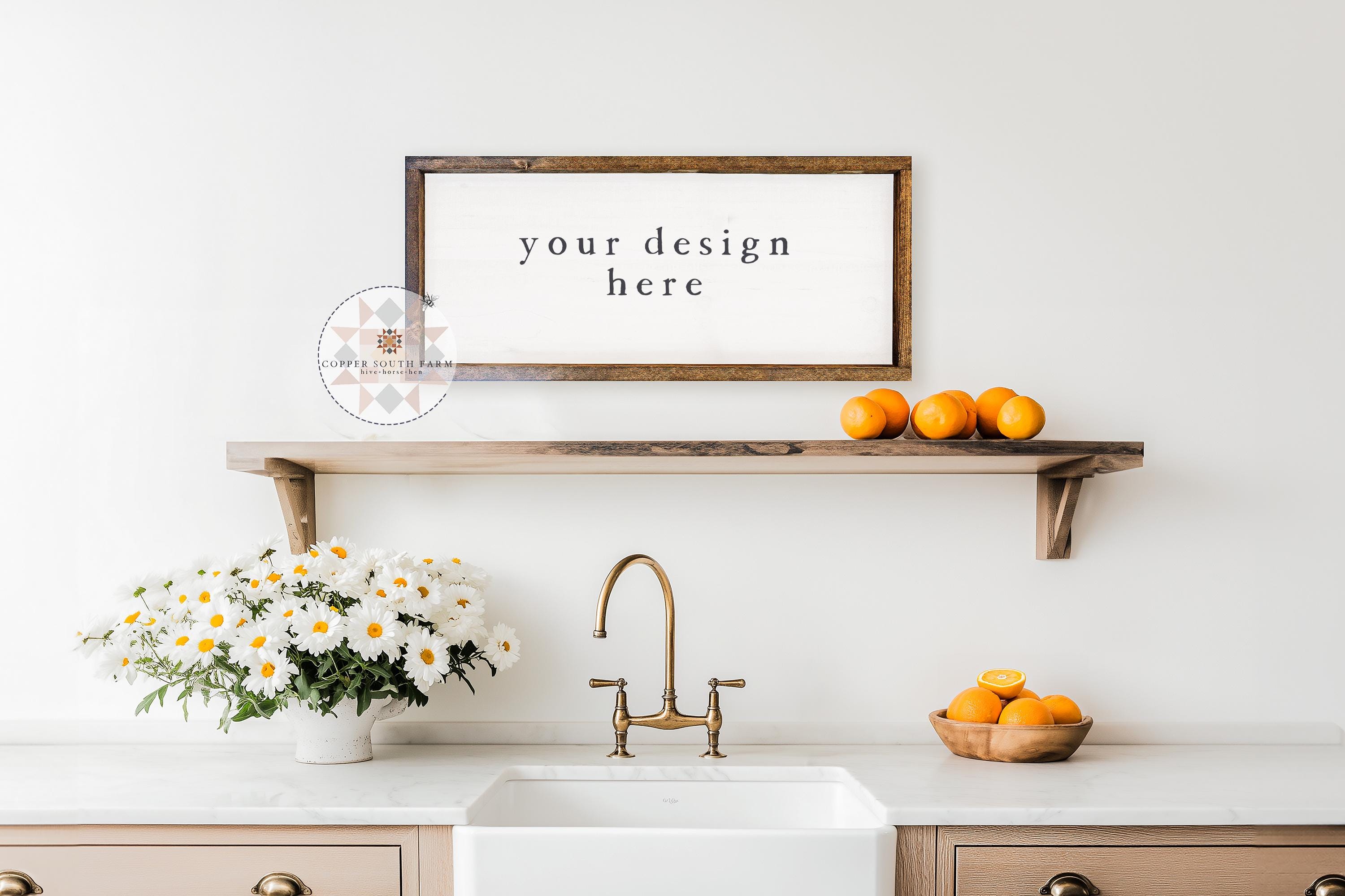8x18 Farmhouse Frame Mockup | Simple Kitchen Scene | JPEG Mockup