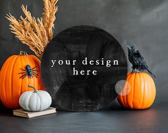 Blank Rustic Door Sign | Chalkboard Halloween Farmhouse Theme | Blank Wood Sign Mockup | JPEG
