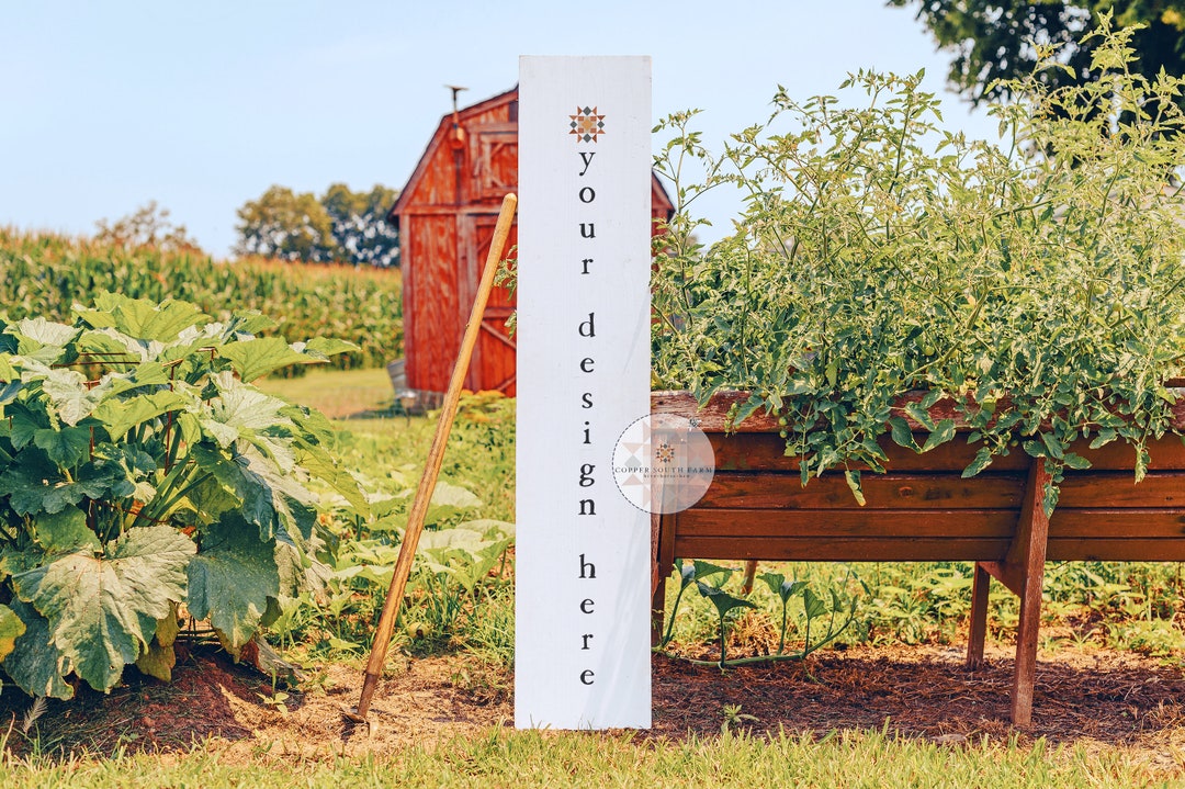 Farmhouse Porch Sign Mockup | Rustic Porch Sign Scene With Garden ...