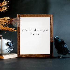 Haunted Farmhouse Halloween Theme | Blank Wood Sign | 8x10 Cottage Sign Mockup |