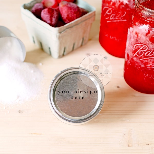 Mason Jar Lid Labels Mockup | Homesteading and Canning Theme | Jar Label Mockup | JPEG Product Photography