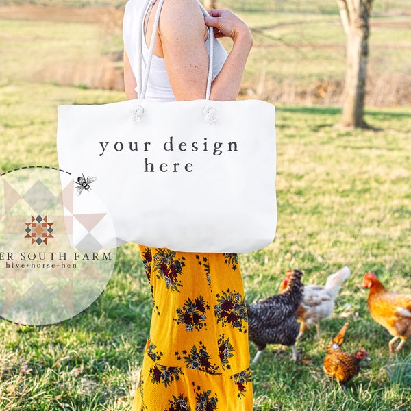 Chicken Mom Theme | A Girl and Her Chickens | Weekender Bag Mockup | JPEG