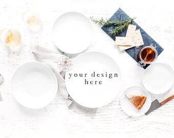 Place Setting Mockup | Dinnerware and Plate Mockup | Simplistic Culinary Theme | Four Plates |