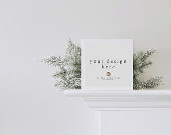 Square Frame Mockup | Winter Mockup | Farmhouse Mockup | White Frame Mockup | Square Frame Template | Add Your Logo | Add Your Design