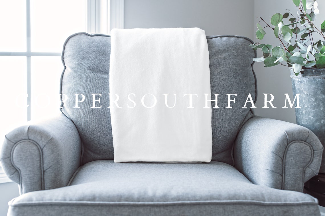 Blanket on Chair Scene White Blanket Mockup Simple Bedroom Etsy