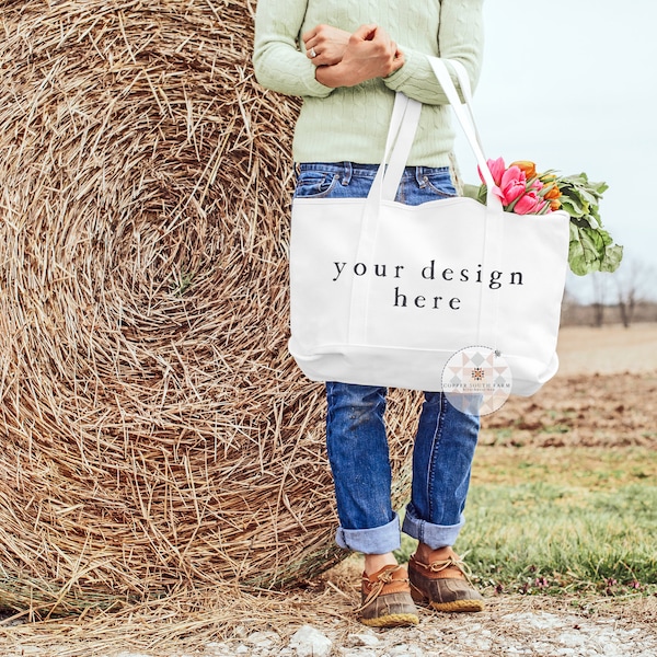 White Canvas Bag Mockup | Tote Bag Mockup | Farmer's Market Theme |