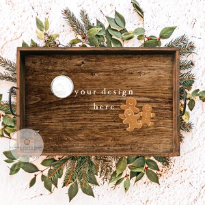 Dear Santa Serving Tray Mockup | Cookies For Santa Tray Display | JPEG Product Photography