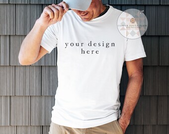 Mockup del modello / Tema della festa del papà / Mockup della maglietta da uomo / Immagine JPEG