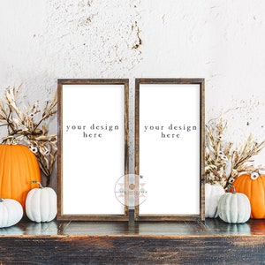 Two 12x24 Blank Wood Signs Mockup | Farmhouse Fall Theme | JPEG Product Photography