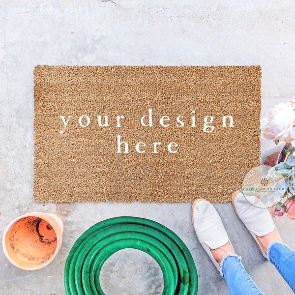 Cute Welcome Mat Mockup | Welcome Mat Mockup | Personalized Door Mat | Spring & Garden Theme |