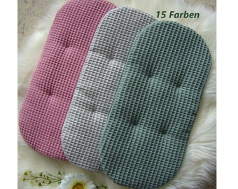 Matratze für Puppe *oval/ abgerundet* nach Maß aus Waffel Piqué Bettwäsche für Puppenbett Puppenwagen mit Name personalisierbar