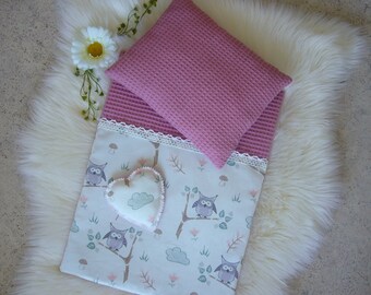 Doll bed linen *Size upon request* Doll bed doll pram waffle piqué *Mauve*