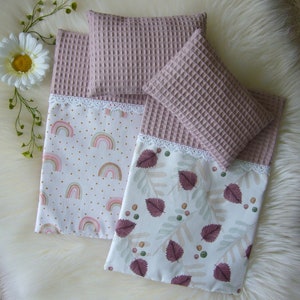 Doll bedding *size on request* Doll bed doll pram waffle piqué *old pink*