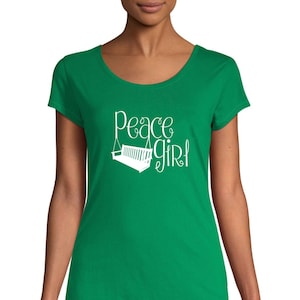 Peace Girl &quot;Swing&quot; Full Front Green WOMEN&#39;S CUT Shirt