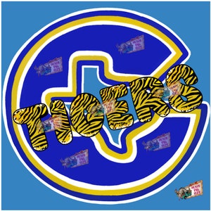 Descarga PNG de Corsicana Tigers/Impresión por sublimación/Azul y amarillo/Texas/Tigres/Mascota/Camisetas de equipo/Corsicana TX/Tigres png/Diseño escolar/Otoño
