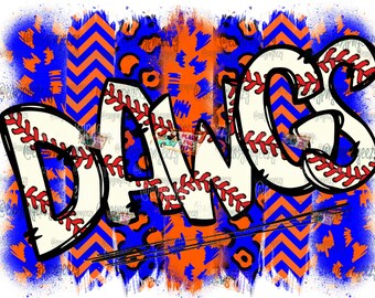 Dawgs Baseball png Naranja Azul/Letras de béisbol/Mamá de béisbol/Sublimación de béisbol/Regalo de equipo/Softbol/Mascota de los Dawgs/Ropa Bulldog/Camiseta DIY