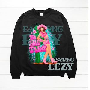 The Hell I Wont Pink/Crewneck/Western Sublimation/Pistols/Sassy Girls/Cowboy Boots and Hat/Black Sweats/Cute Top/Rodeo Sweatshirt/DTF Print