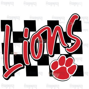 Lions Red Sublimation png/Lions PNG/Lion Football Season/Mascot Paw/Lions Cheer/Lions Team Shirt/Diy Dtf Dtg Screenprint Png/Spirit Gifts/24