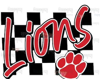 Lions Red Sublimation png/Lions PNG/Lion Football Season/Mascot Paw/Lions Cheer/Lions Team Shirt/Diy Dtf Dtg Screenprint Png/Spirit Gifts/24