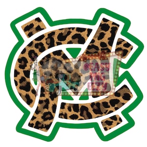 May include: Green outline of a stylized letter "N" with a leopard print pattern inside. The letter "N" is a popular logo for the University of North Carolina.
