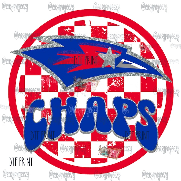 Chaps Red Blue DTF Print/Direct To Film/Chaparrals Spirit Wear/Chaps Football Cheer Band FFA/Aubrey Texas/Preppy Chaparral Transfer/11 x 11”