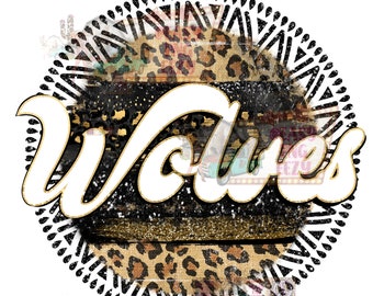 Wölfe Sublimation png/Wölfe Maskottchen/Leopard/Schwarz und Gold/Wölfe Fußball Sublimation/Wölfe Cheerleading/Wolf Maskottchen/Team Sublimation png