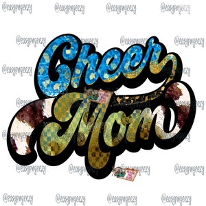 Retro Cheer Mom png/Cheerleading PNG/Cheer Mom Sublimation/Cheerleader Mom/Cute Cheer png/Cow Print/Cheerleading Sublimation/Blue Cheer Mom