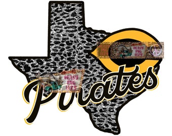 Crandall Pirates Sublimation png/Texas/Digital Drawing/Leopard/Sublimation Download/Texas/Pirates/Custom Design/Black and Gold/School Mascot