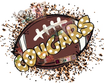 Cougars Football Sublimation png/Digital Drawing/png file/Subli/PNG/Download/The Colony/TX/Cougars/Football Season/Custom/Gold/School Mascot