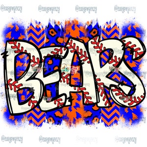 Bears Baseball Swatches png/Orange Blue Bears Baseball Letters/Baseball Mom/Baseball Sublimation/Team Gift/Softball/Athletic/Bears Apparel