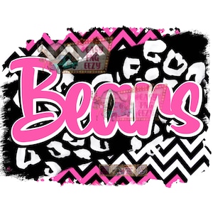 Pink Bears Sublimation png/Bears png/Bears Mascot/Football Team/Mascot png/Chevron/Leopard/Pink Mascot png/Bears Cheer/Bears Digital Design