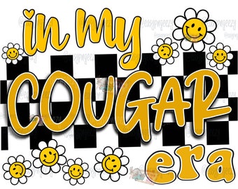 In My Cougar Era Football Cheer Spirit Shirt DIY/Sublimation png/Digital Drawing/dtf/Download/The Colony Cougars/Football Season/Gold/Mascot