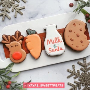 Christmas Cookie Cutter Set of 4 with Milk, Cookie, Reindeer, Carrot