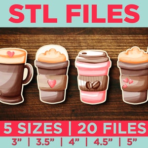 STL Coffee Cup Cookie Cutters Set of 4 - Set of 20 STL Files