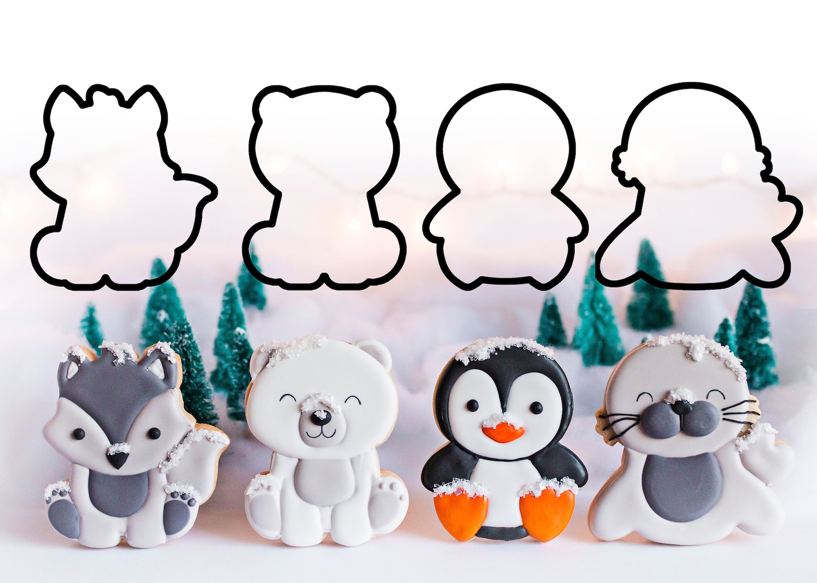 Arctic Animal Babies Set of 4 Cookie Cutters Etsy