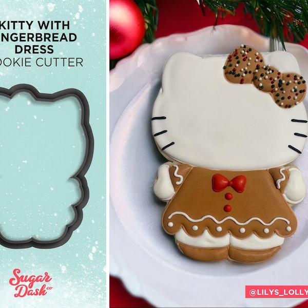 Cortador de galletas con forma de vestido de jengibre navideño de Kitty