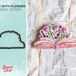Open Book with Flowers Cookie Cutter