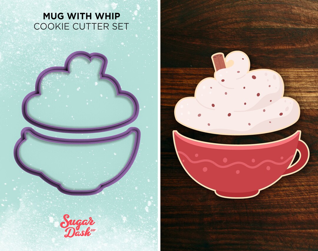 Mug With Whipped Cream Cookie Cutter Set Etsy